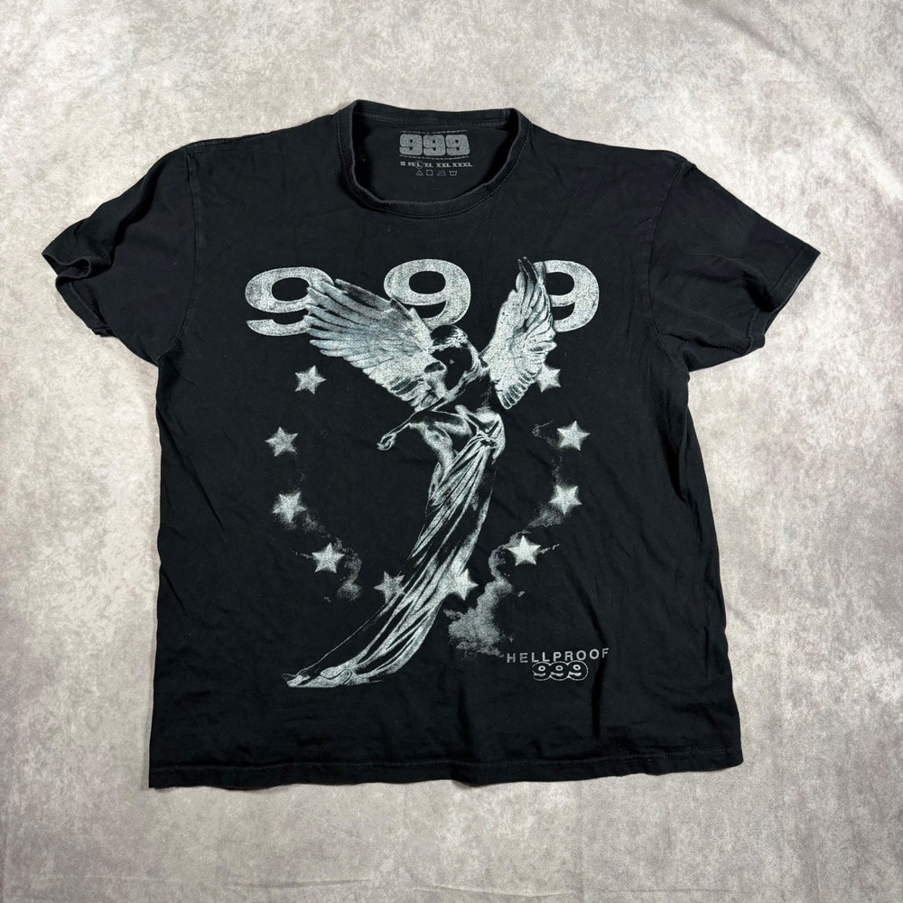 999 Club Juice WRLD Hellproof Graphic T-Shirt Black Mens L Rap Tee Streetwear